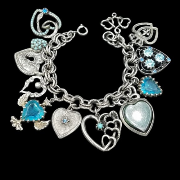 Vintage ART, Arthur Pepper Heart, Snake, Bakelite Charm Bracelet - Picture 1 of 8